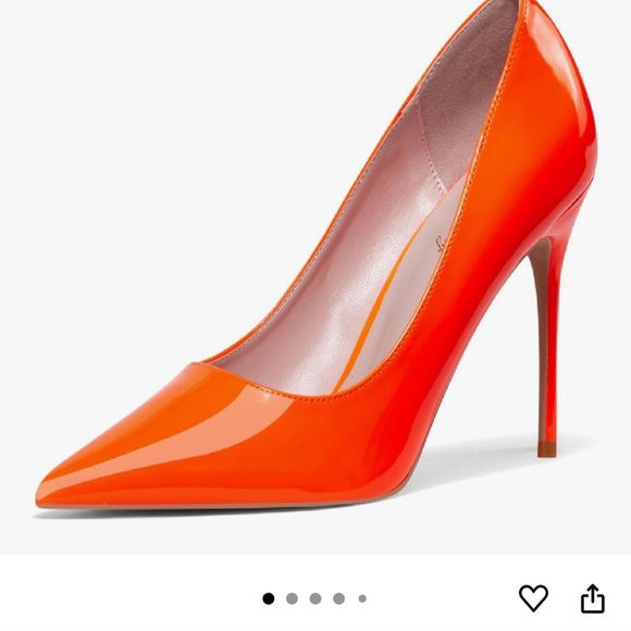 Orange Patent Leather Stiletto Heels - Picture 1 of 10